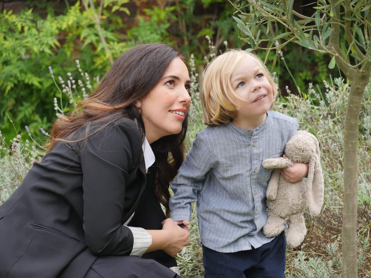 Stella Moris and son Gabriel in London.