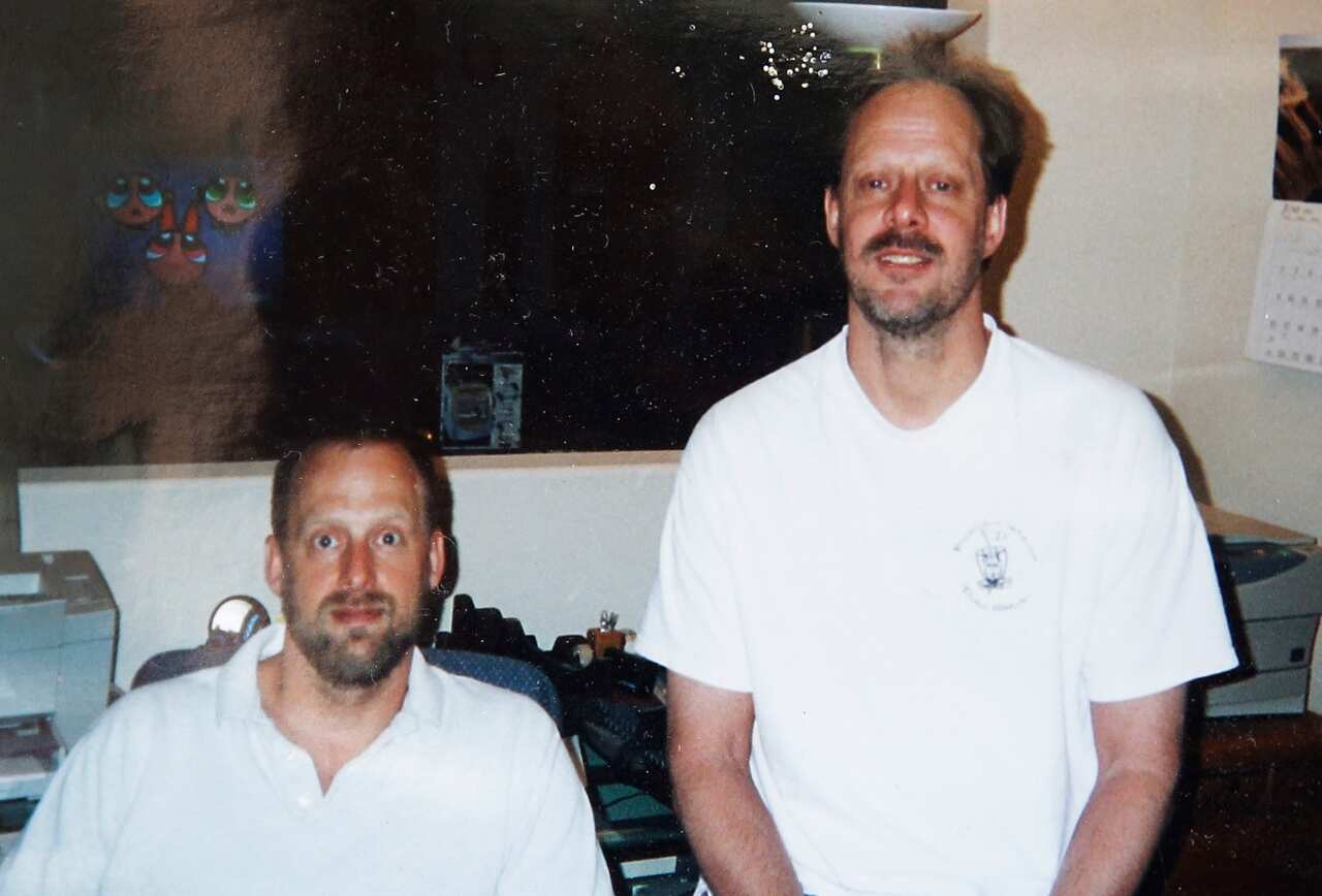 This undated photo provided by Eric Paddock shows him at left with his brother, Las Vegas gunman Stephen Paddock at right. 