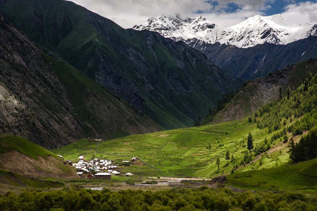 The village of Gujran, in the upper section of Tulail Valley, Kashmir. 