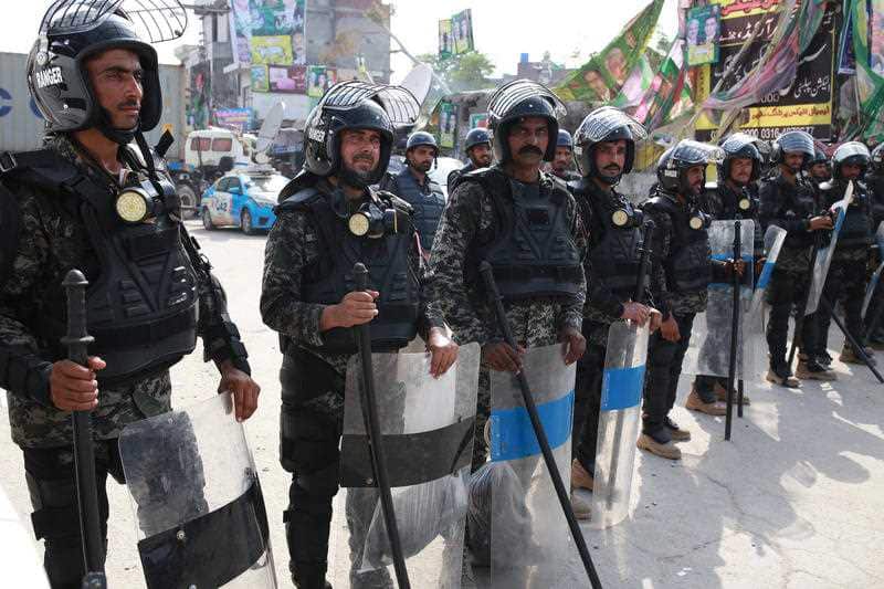 Police in in Lahore, Pakistan before the attack.