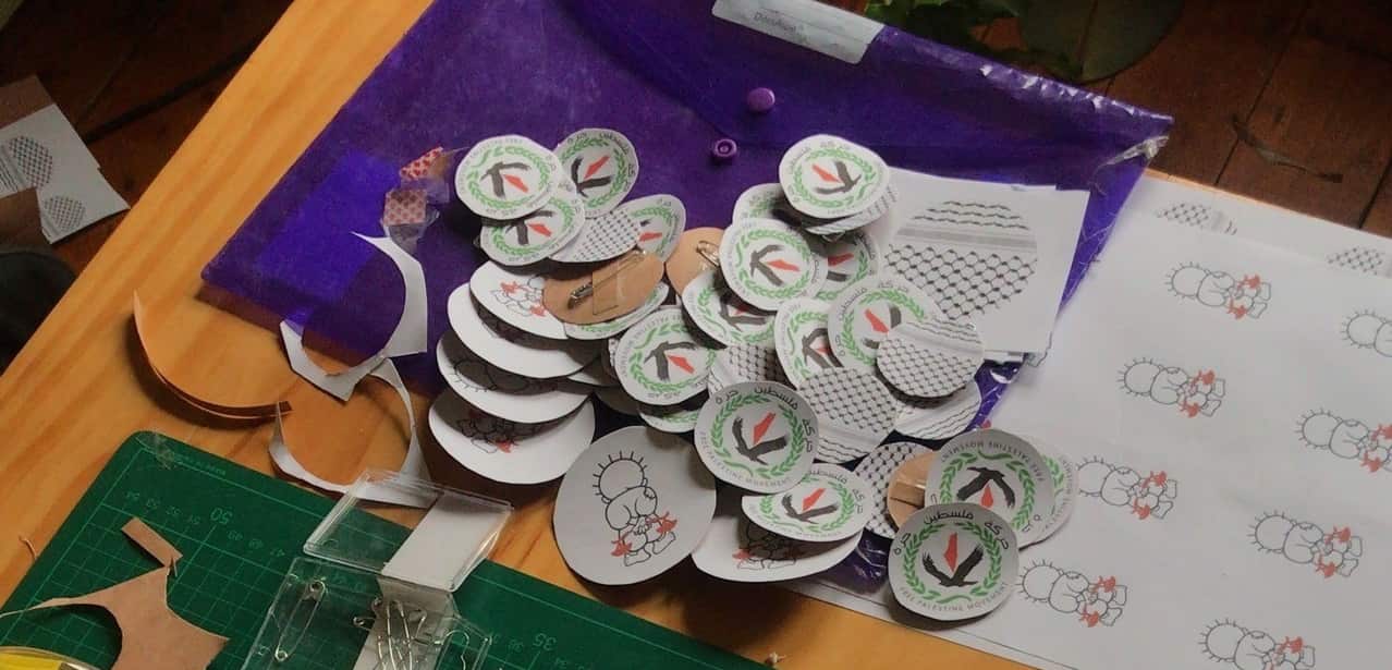 Badges worn by Carriageworks staff had "Free Palestine Movement" symbols and keffiyeh prints, which is a symbol of Palestinian identity.