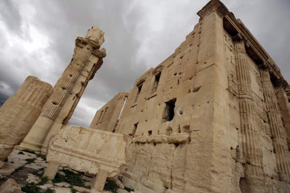 Damage caused by shelling on a wall (Getty Images)