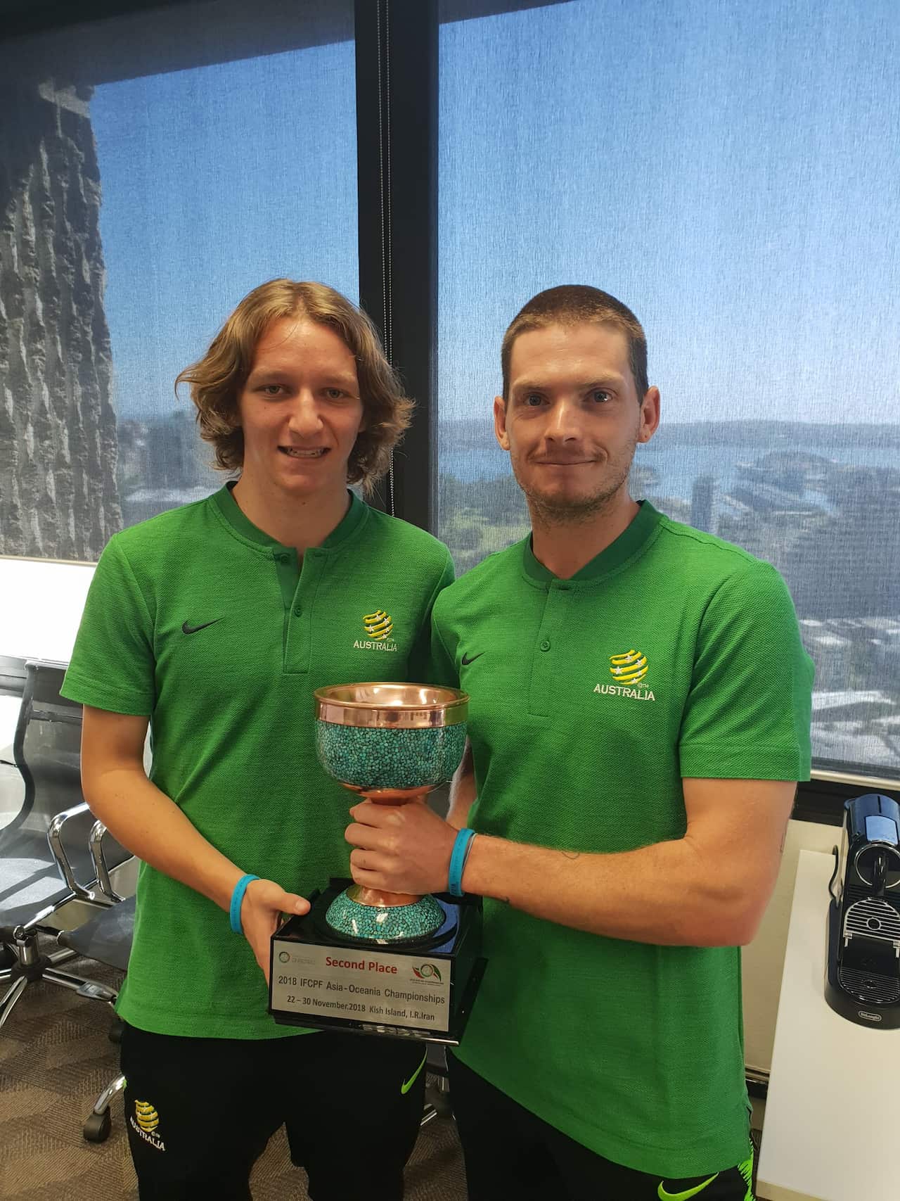 Pararoos players Taj Lynch and Ben Roche.