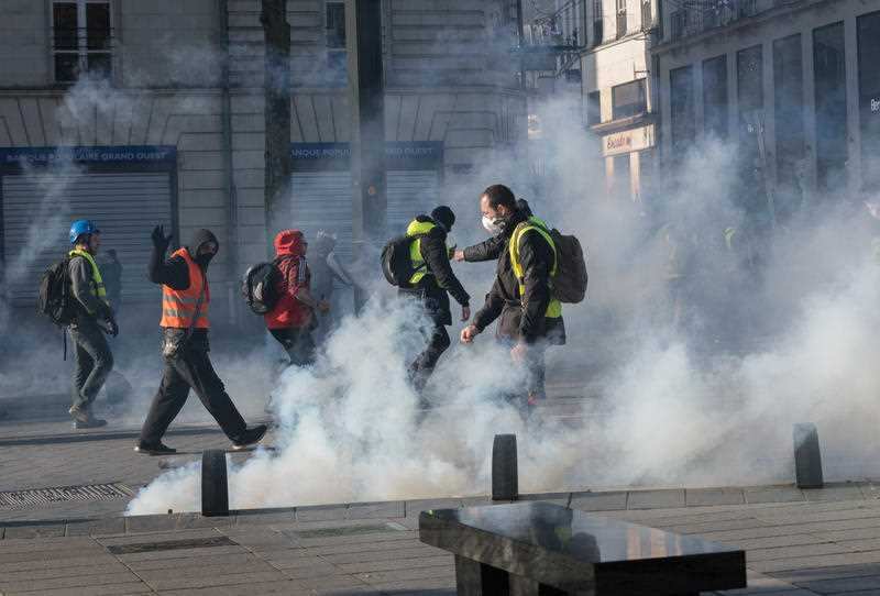 Police fired tear gas at the protesters.