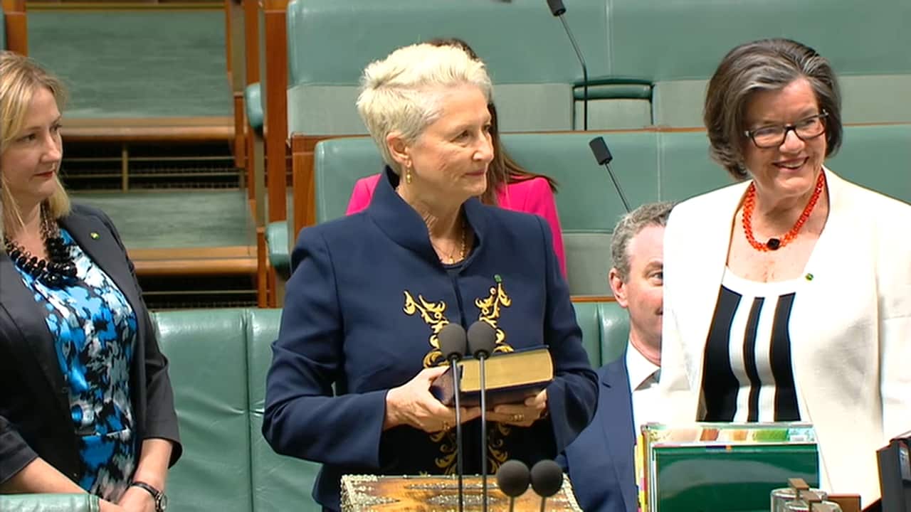 Kerryn Phelps, the independent who snatched Malcolm Turnbull’s former seat of Wentworth, is sworn in.