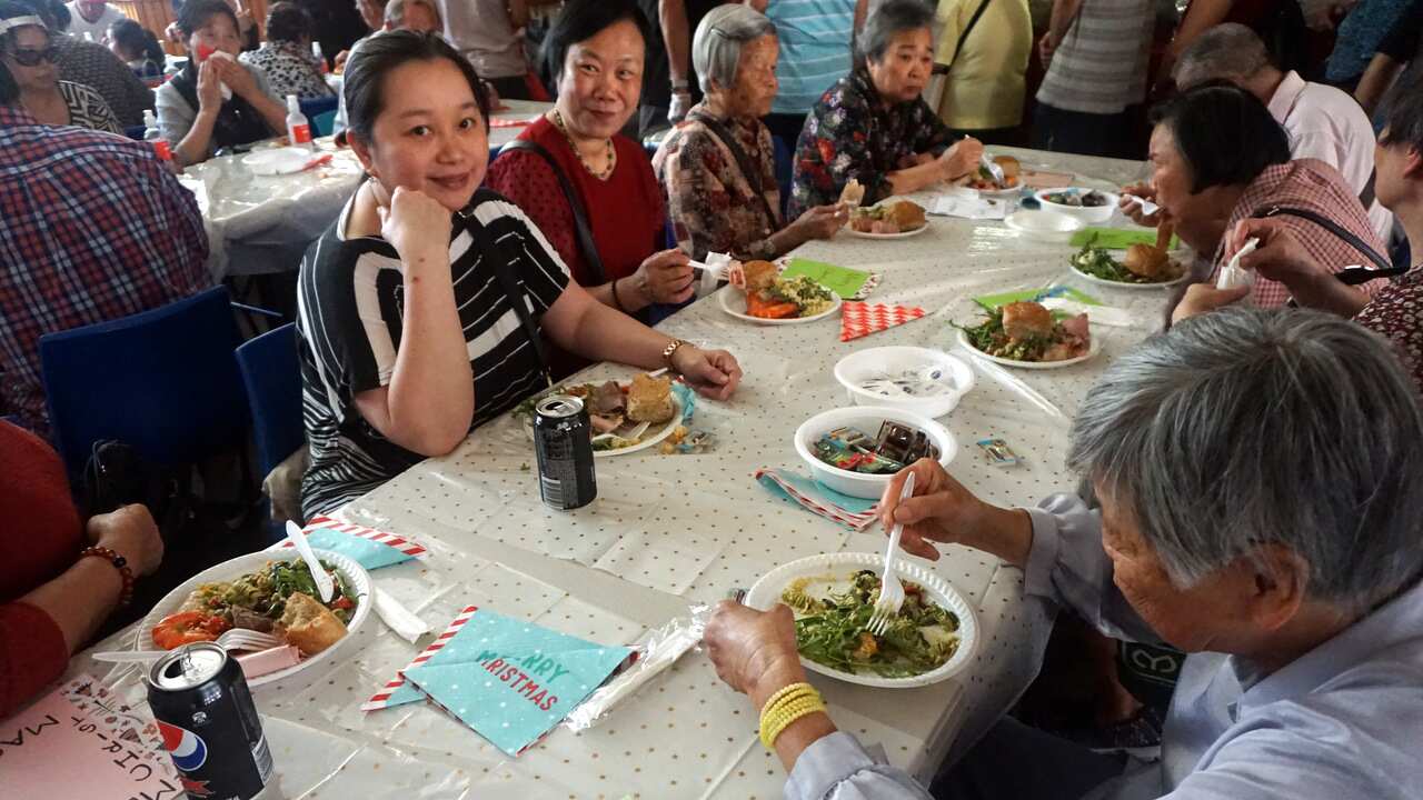 Attendees at Parramatta Mission's Christmas lunch.