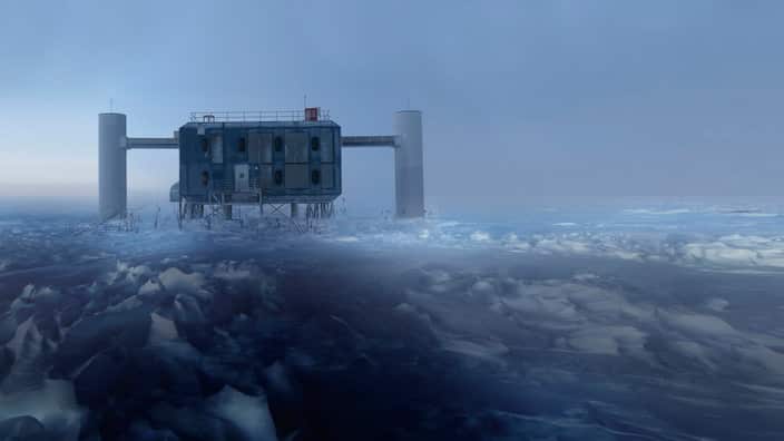 The IceCube laboratory at the South Pole, where scientists made the first ever detection of a high-energy neutrino. 