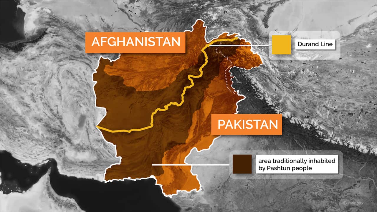 The Durand Line forms the Afghanistan-Pakistan border and splits traditional Pashtun land between the two countries