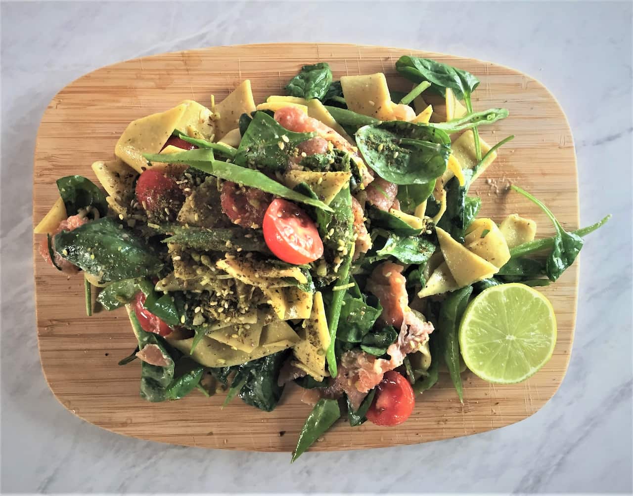 Dale makes a pasta salad including bush food flavours.
