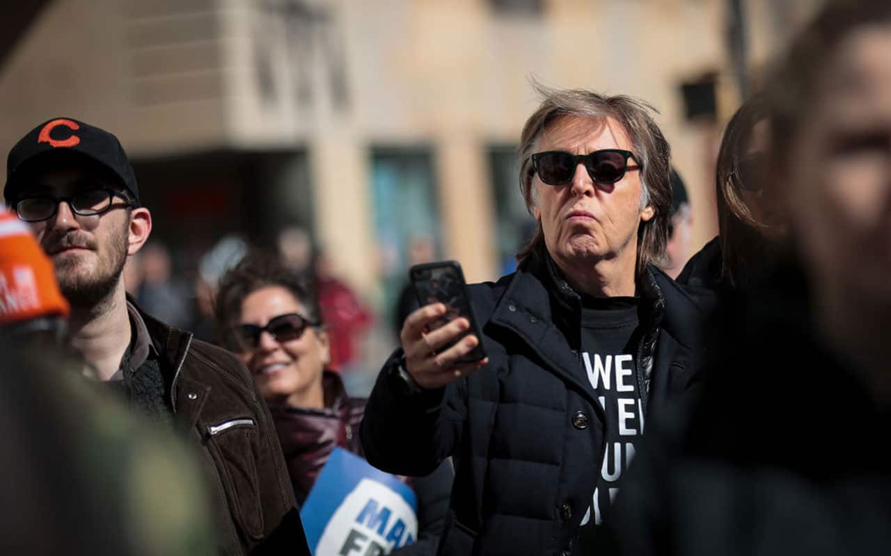  Sir Paul McCartney attends the March For Our Lives just north of Columbus Circle, March 24, 2018 in New York City.