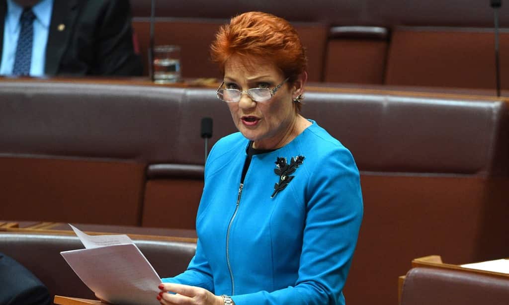 One Nation leader Senator Pauline Hanson