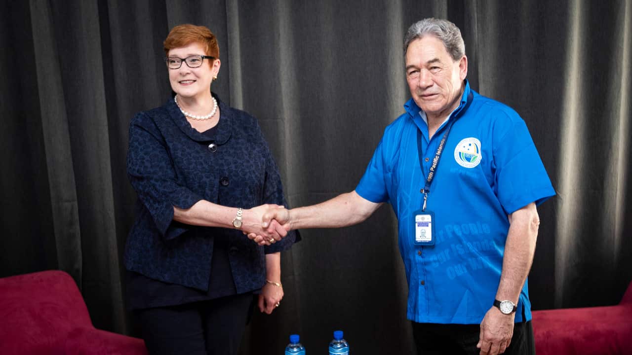 Australian Foreign Minister Marice Payne, left, and New Zealand during the Pacific Island Forum.
