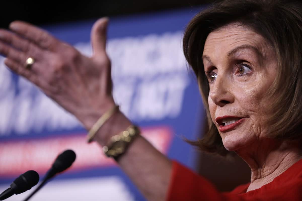 Speaker of the House Nancy Pelosiholds her weekly news conference in the House Visitors Center at the U.S. Capitol.