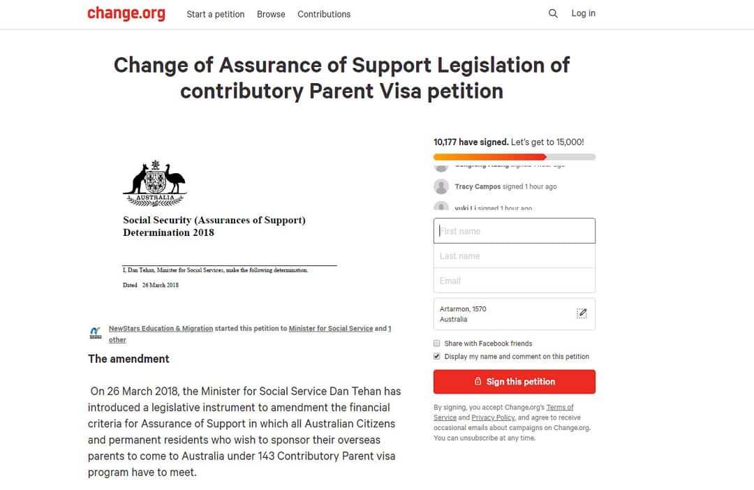 Thousands have signed a petition demanding the new amendment to AoS income requirement gets struck down.
