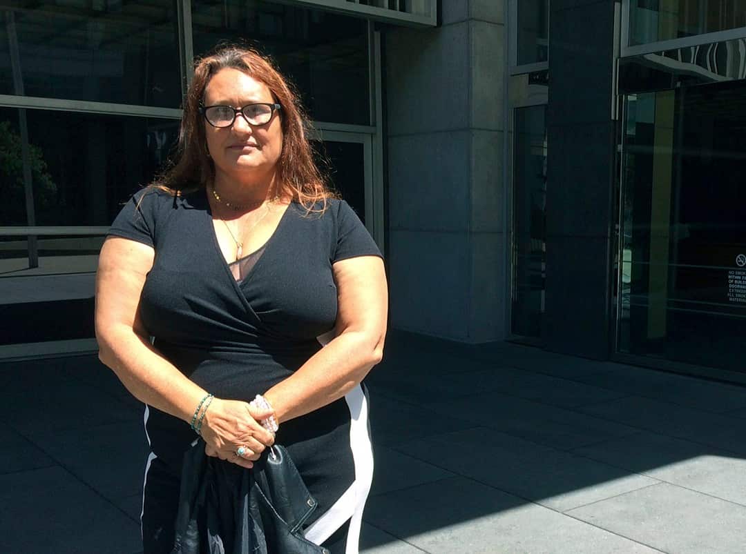 Maya Eidson, daughter of Peyton Eidson, outside the federal courthouse in San Francisco on Friday.