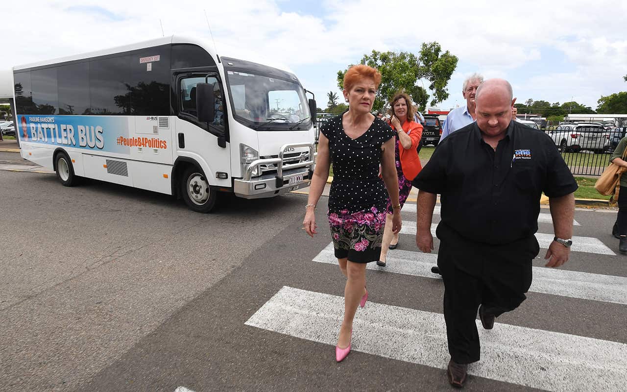 One Nation leader Pauline Hanson with Thuringowa candidate for One Nation Mark Thornton.
