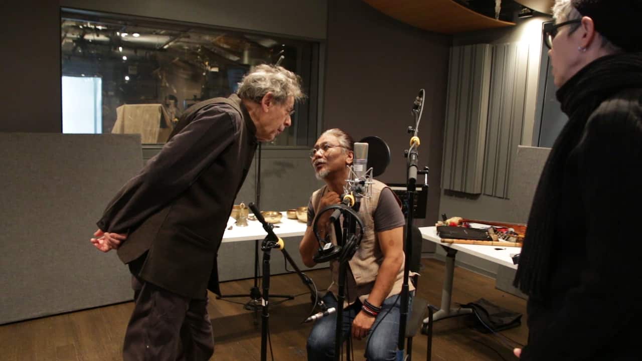 American composer Philip Glass and Tenzin Choegyal collaborating on his next project.