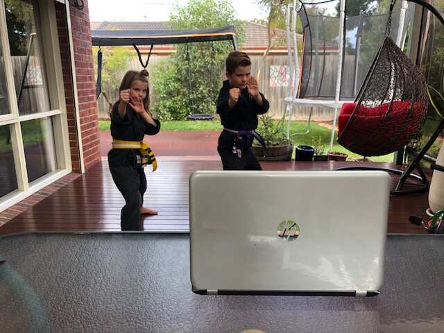 Phoebe and Owen follow martial arts lessons from home