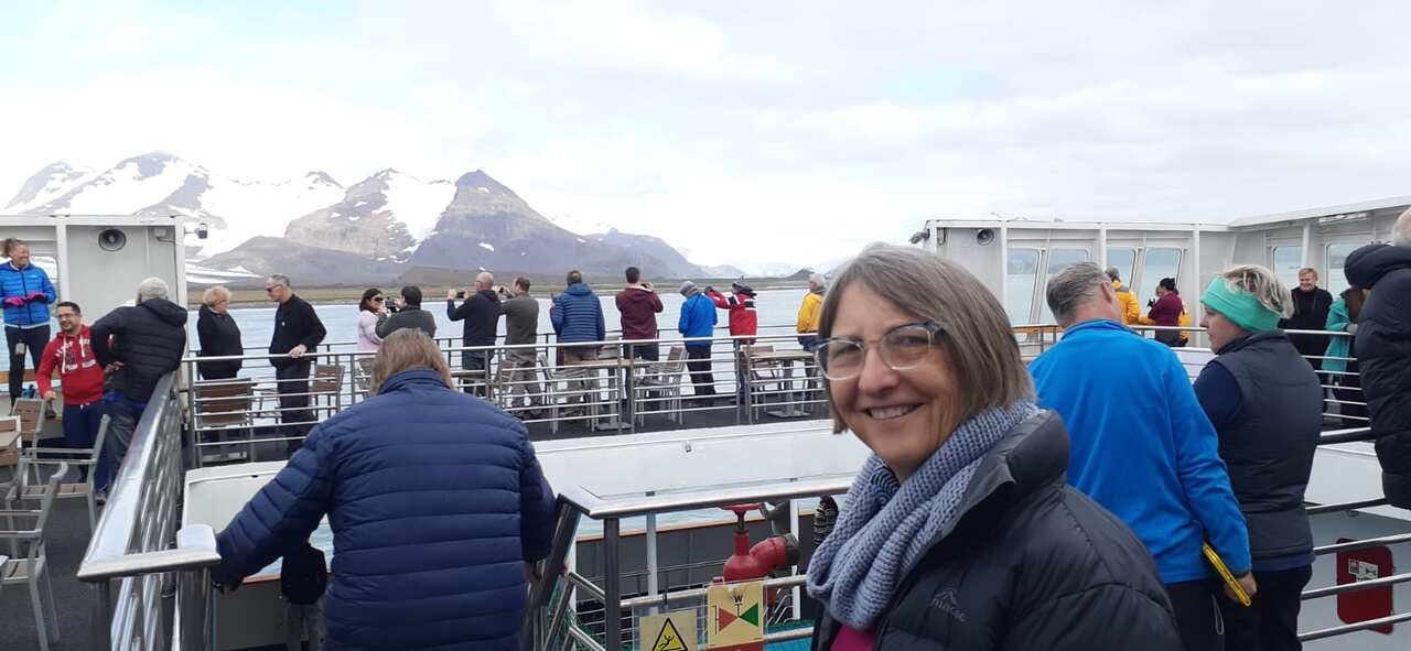 Mary-Anne Brown, 65, on board a cruise to Antarctica. 