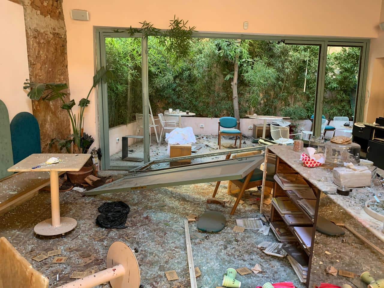 This was the state of Omar's cafe Sip after the explosion.