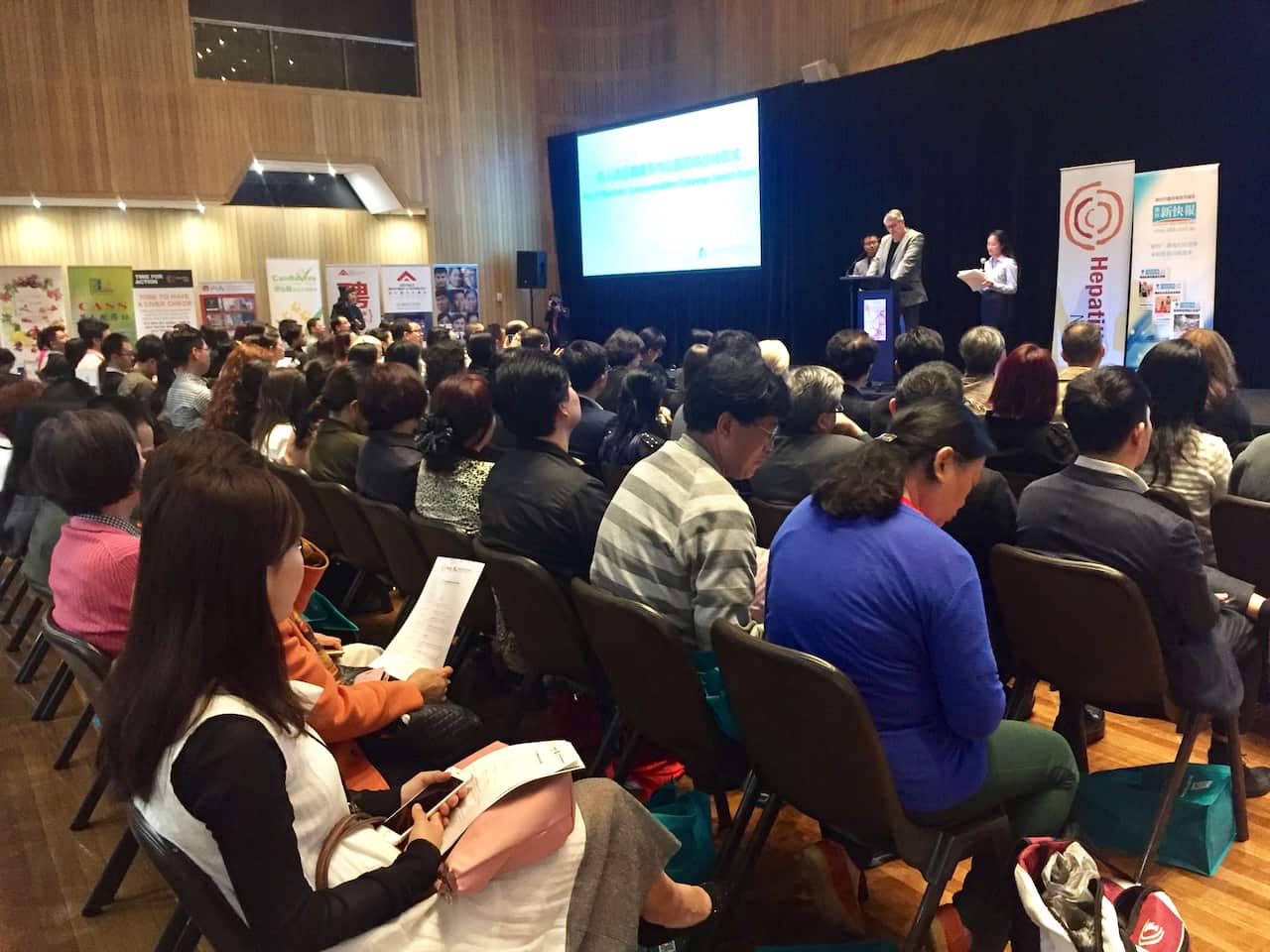 Hepatitis NSW CEO Stuart Loveday addresses the audience at the Hepatitis B campaign launch in Sydney. 