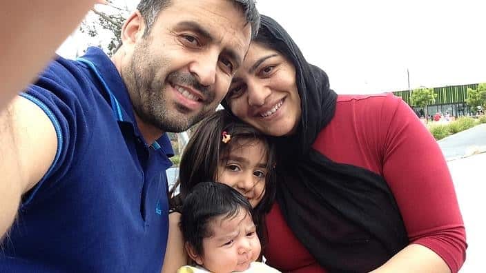 Ebadullah with Makeez, Ayan and wife his Wajma in Sydney.