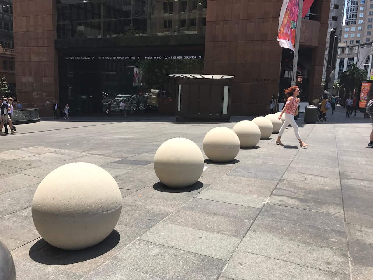 New concrete mounds for security at Sydney's Martin Place