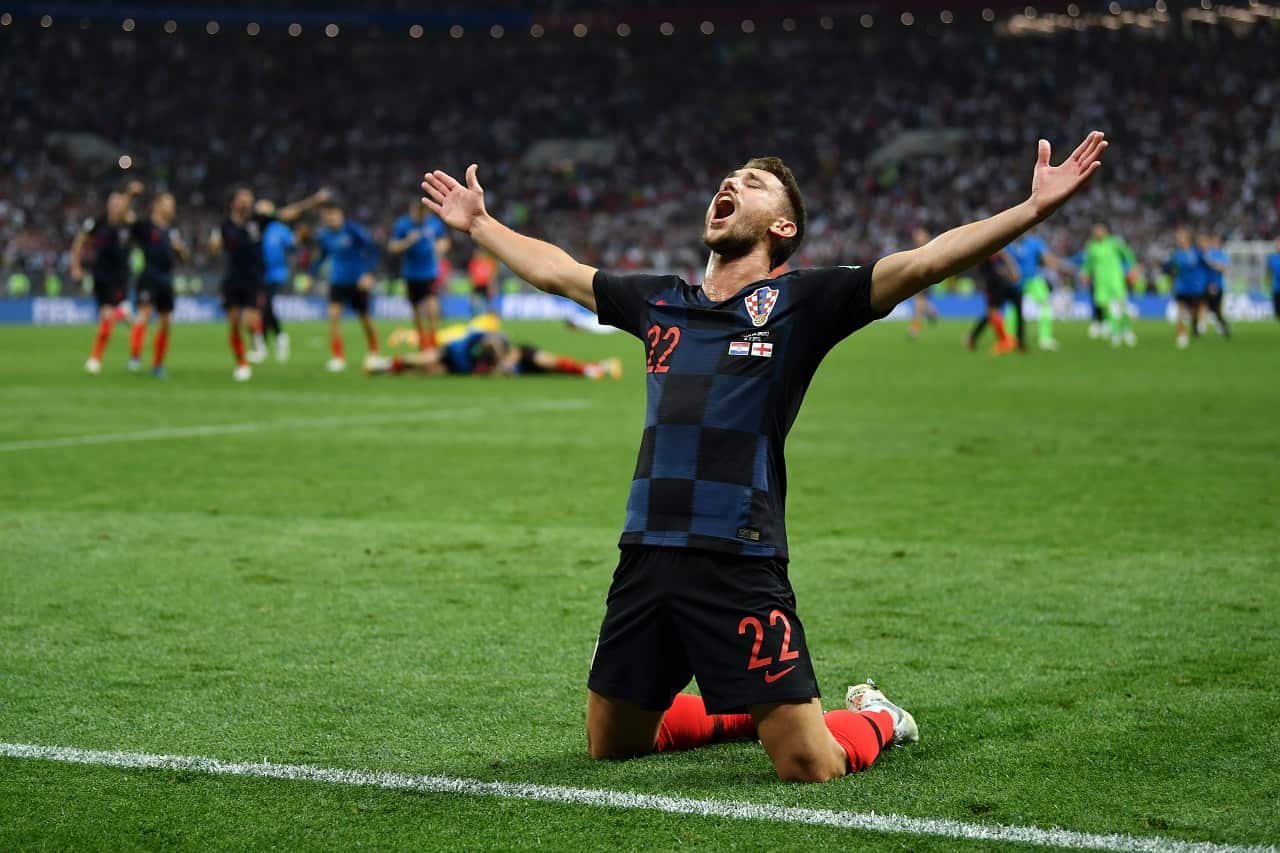 Croatia celebrates after knocking England out of the World Cup.