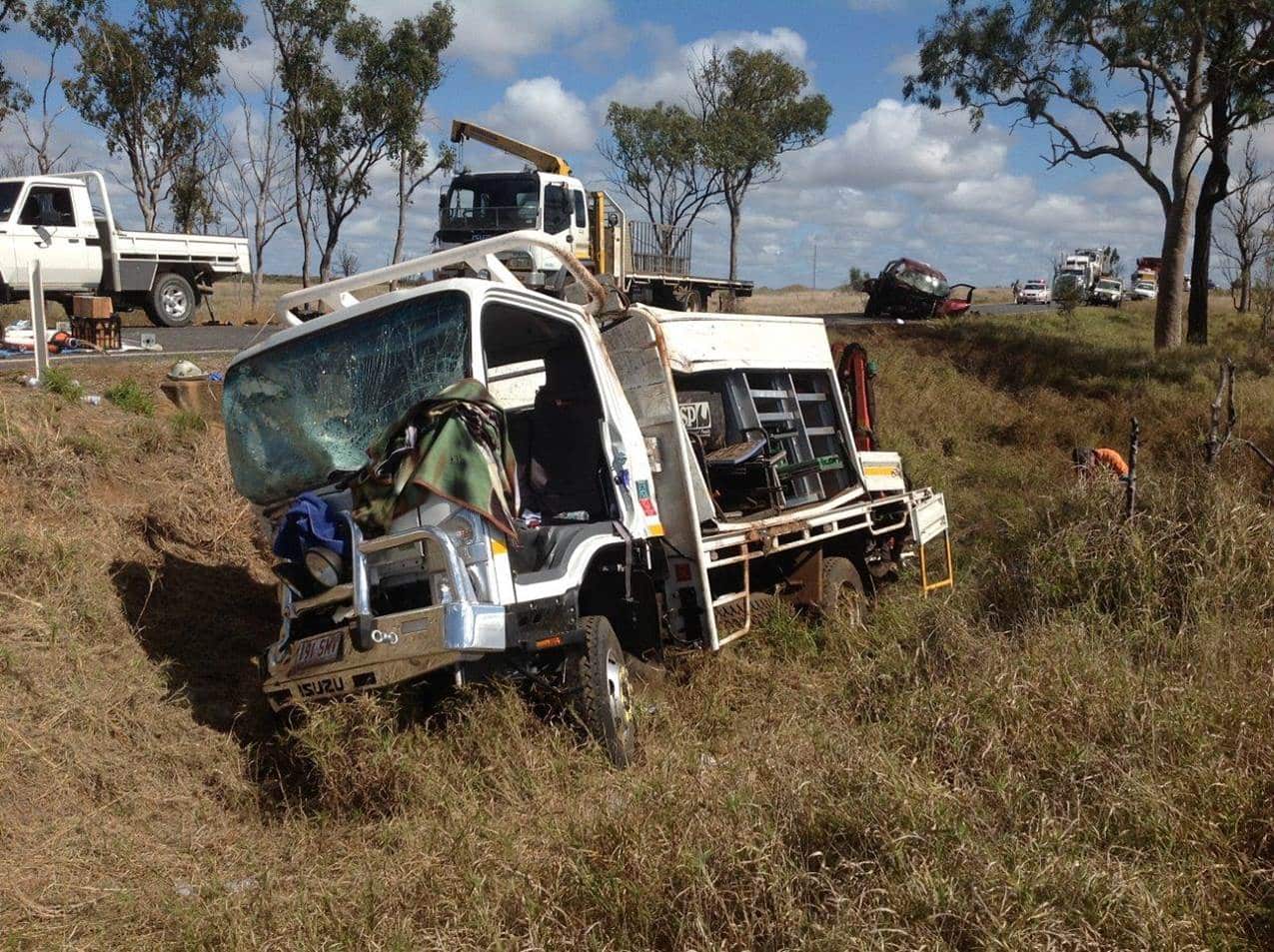 The smashed truck Doug Wright was driving