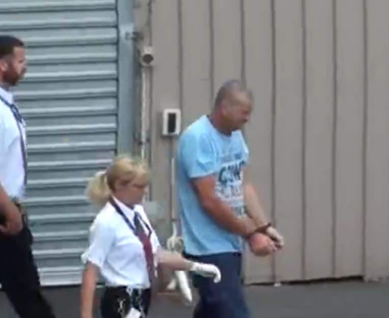 Gene Charles Bristow (pictured leaving his cell) held the woman for two days after he answered a Gumtree ad she posted in search of farm work in 2017.