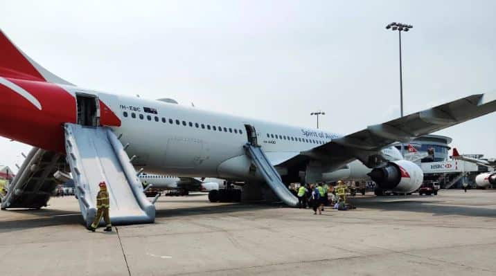 Passengers had to evacuate using the emergency slides.