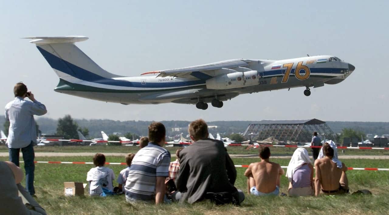 A file picture dated 17 August 2001 showing a Russian cargo plane Ilyushin-76