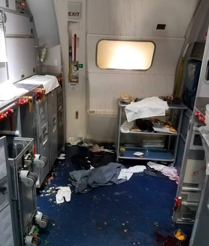 The aftermath of the incident on Delta Flight 129 from Seattle to Beijing (AAP)