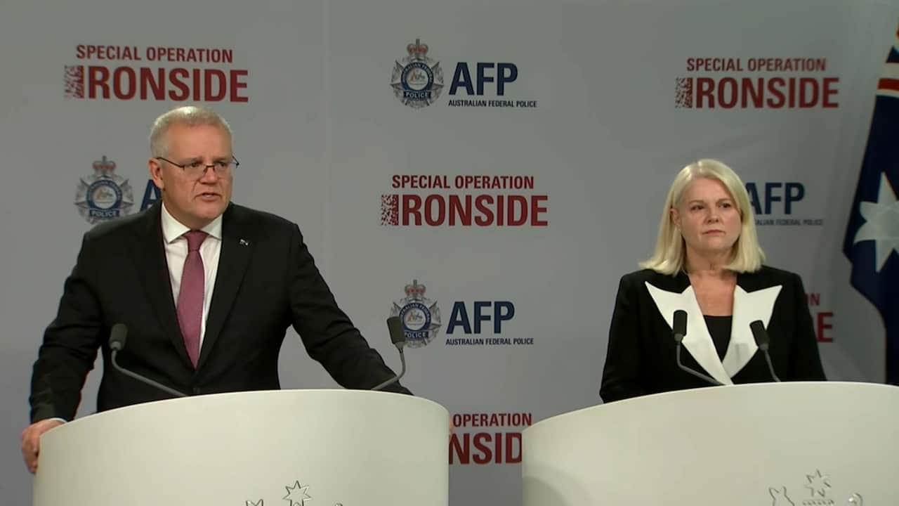 Prime Minister Scott Morrison and Home Affairs Minister Karen Andrews. 