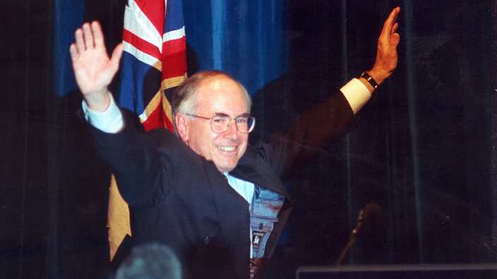 A jubilant John Howard in 1996, after securing a 45-seat majority. 