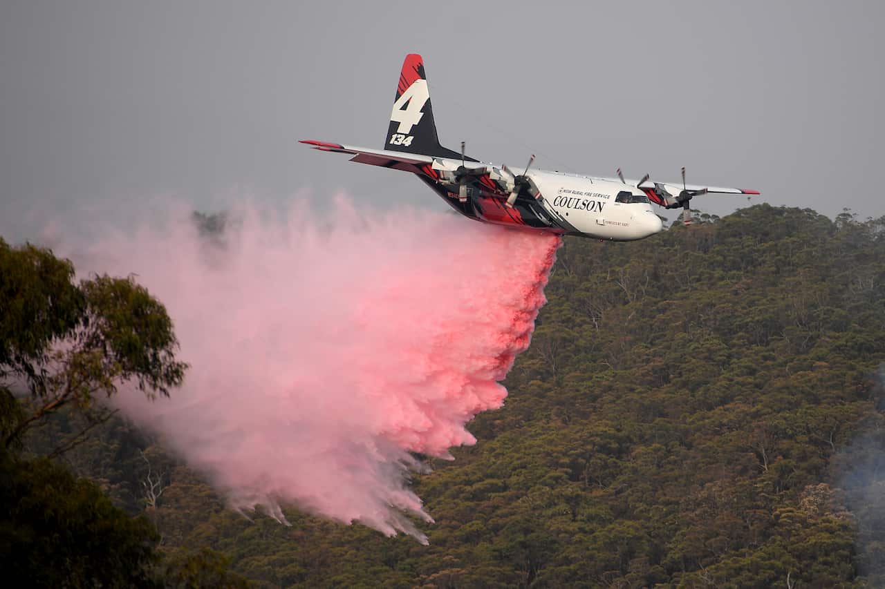 A NSW Rural Fire Service Large Air Tanker in action earlier this week. 
