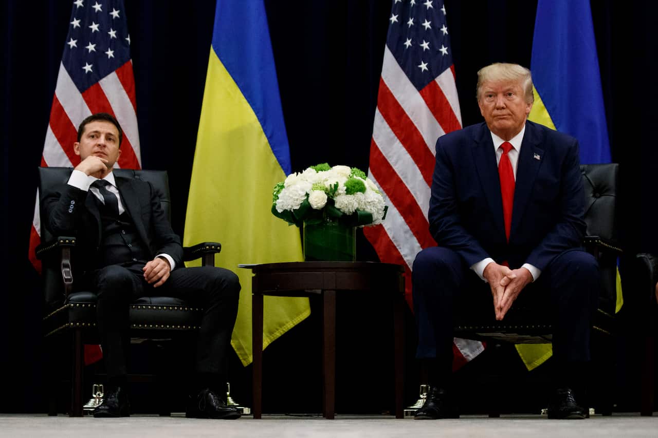 (L to R) Ukrainian President Volodymyr Zelenskiy and President Donald Trump during UNGA