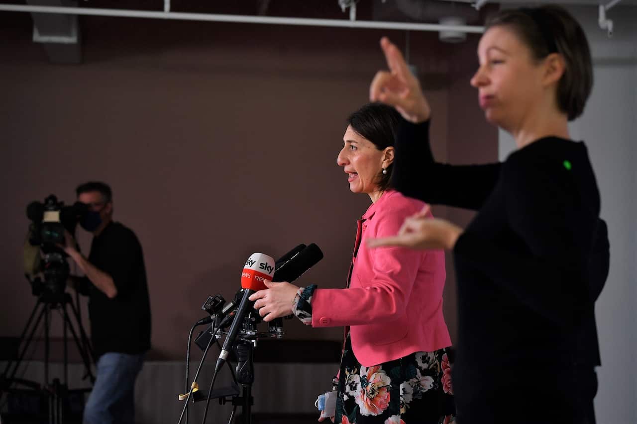 Former NSW Premier Gladys Berejiklian speaks during a press conference in Sydney, Sunday, September 19, 2021.
