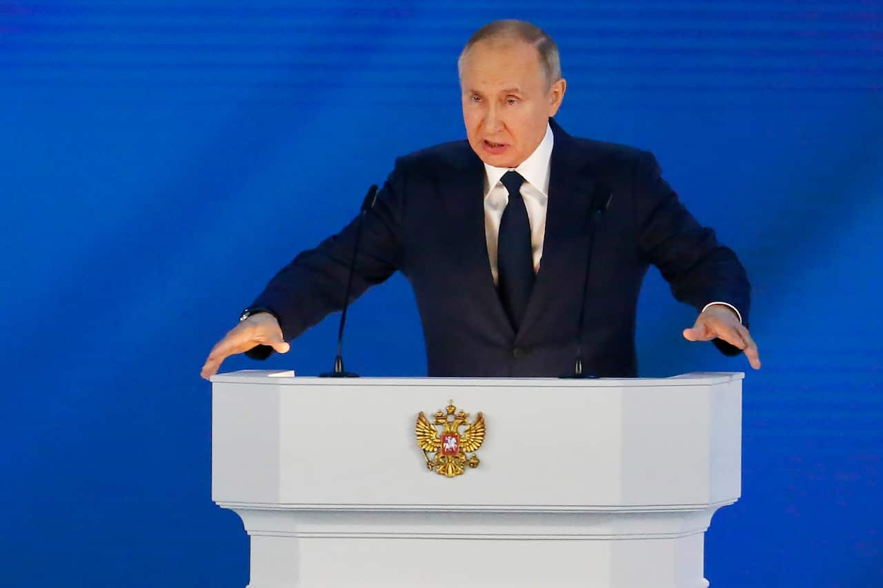 Russian President Vladimir Putin gives his annual state of the nation address from Moscow 