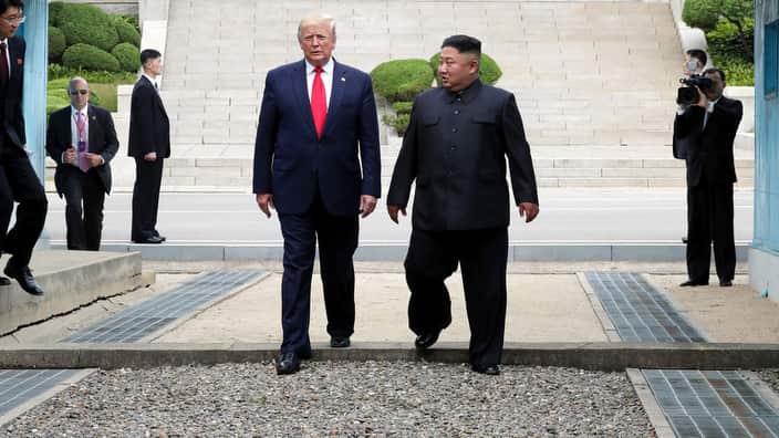 US President Donald Trump and North Korean leader Kim Jong-un at the Pan-Moon Joint Security Area military demarcation line.