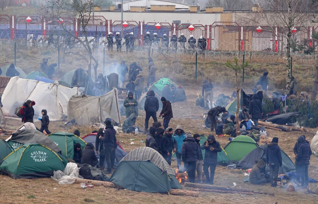 Migrant camp at the Polish-Belarusian border on 18 November, 2021.