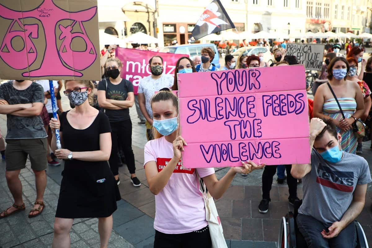 Anti-Domestic Violence Protest In Krakow