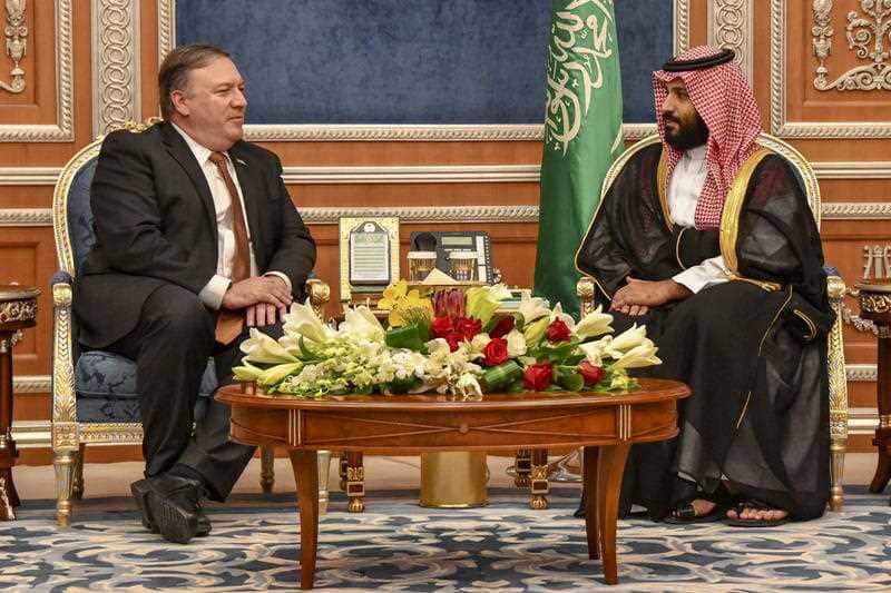 Mr Pompeo meets with the Saudi Crown Prince Mohammed bin Salman in Riyadh, Saudi Arabia.