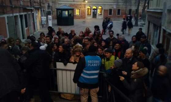 People blocked from entering the Ponte Del Ghetto gate