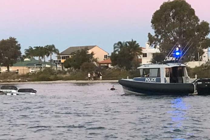 Water Police helped rescue 13 people who ended up in the water after a pontoon capsized.