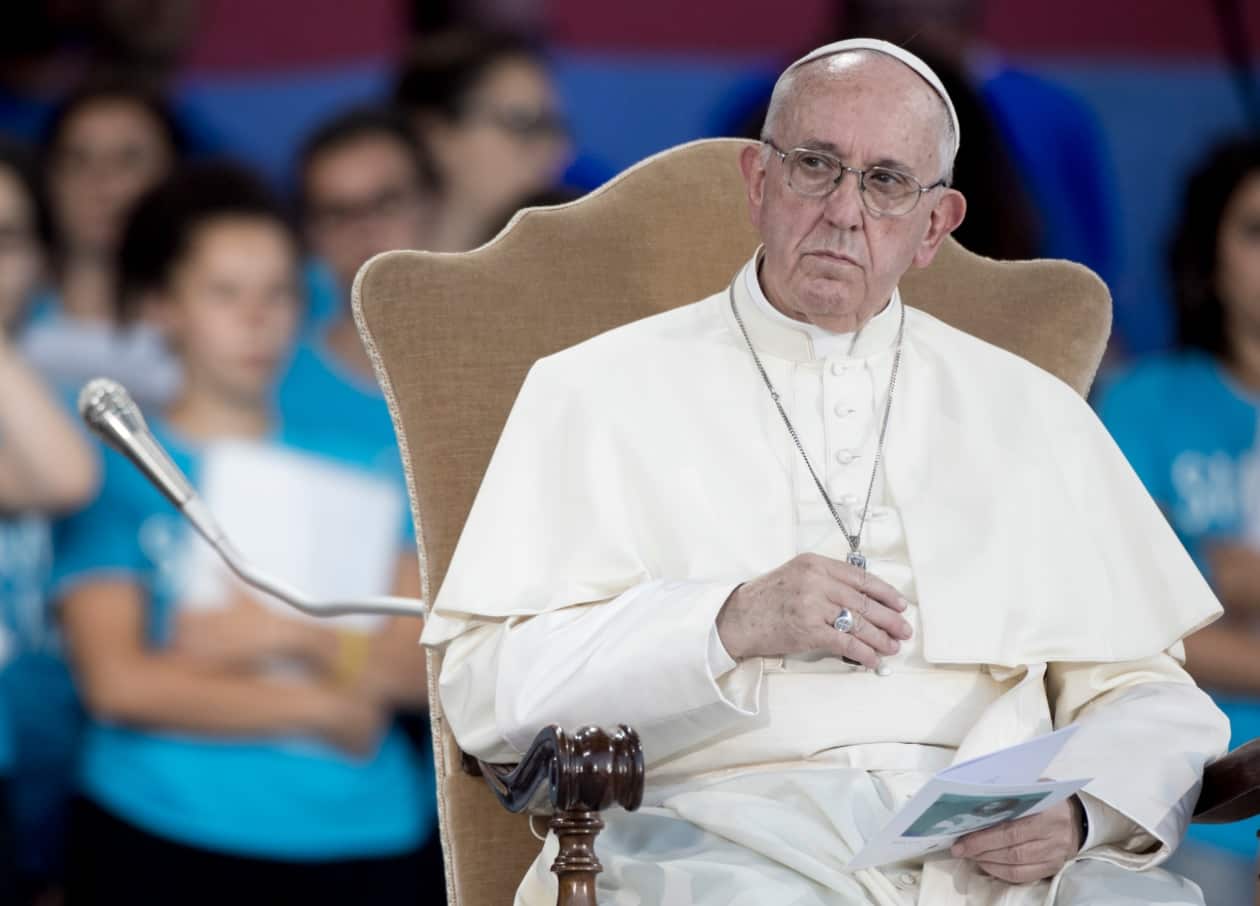 File: Pope Francis attends a prayer vigil with Italian young people, at Circus Maximus, on August 11, 2018 in Rome