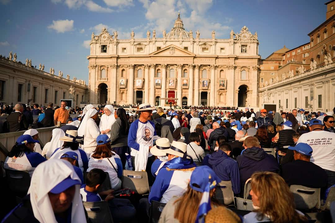 Tens of thousands of pilgrims watched the canonisation ceremony. 