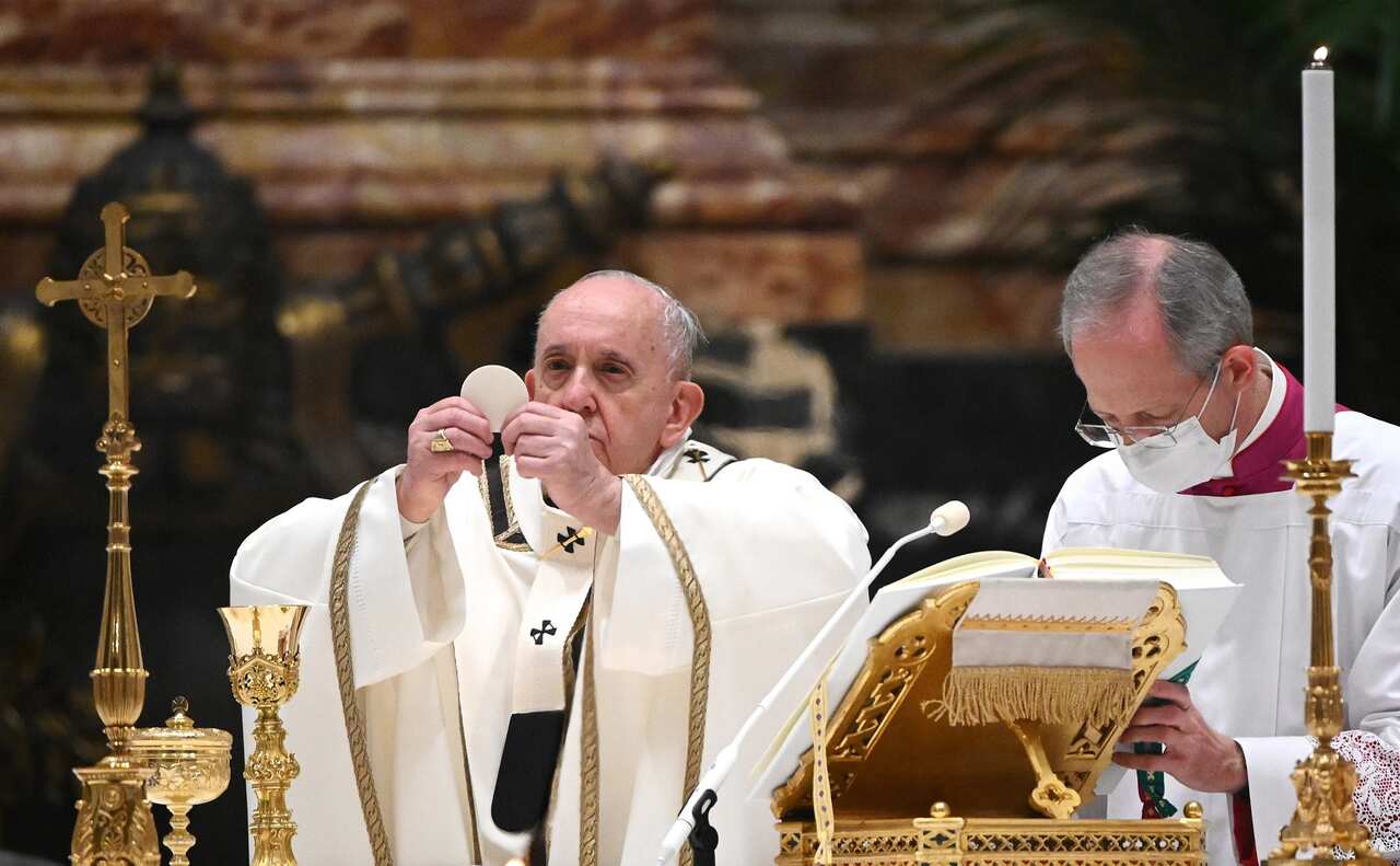 Pope Francis leads a Christmas Eve mass to mark the nativity of Jesus Christ.