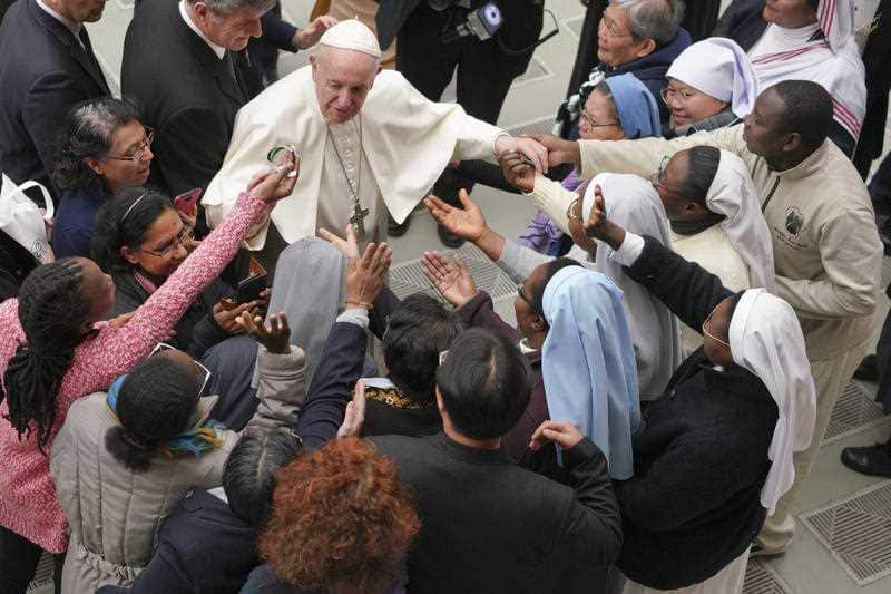 Pope Francis with Nuns at the Vatican.