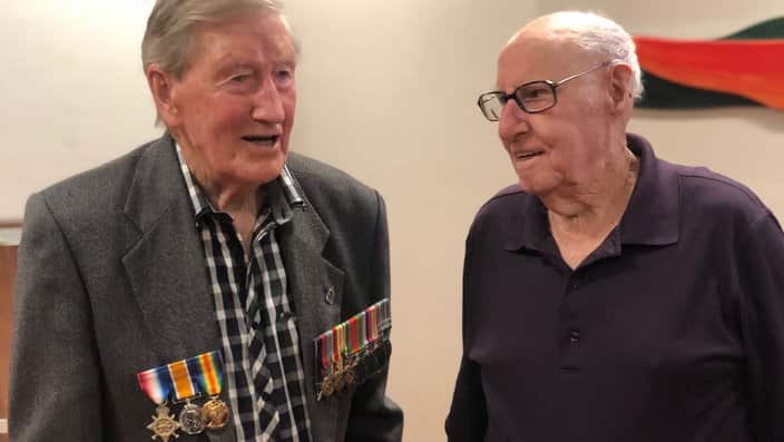 World War II veterans Colin Hamley and Norman Anderton, plan to remember their mates, 75 years on from the Thailand-Burma railway. 